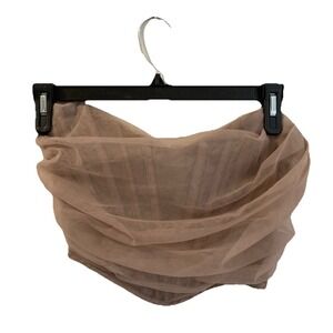 SALTY Nude Mesh Corset Top Sz S Party Concert Sexy Boning‎ Zip